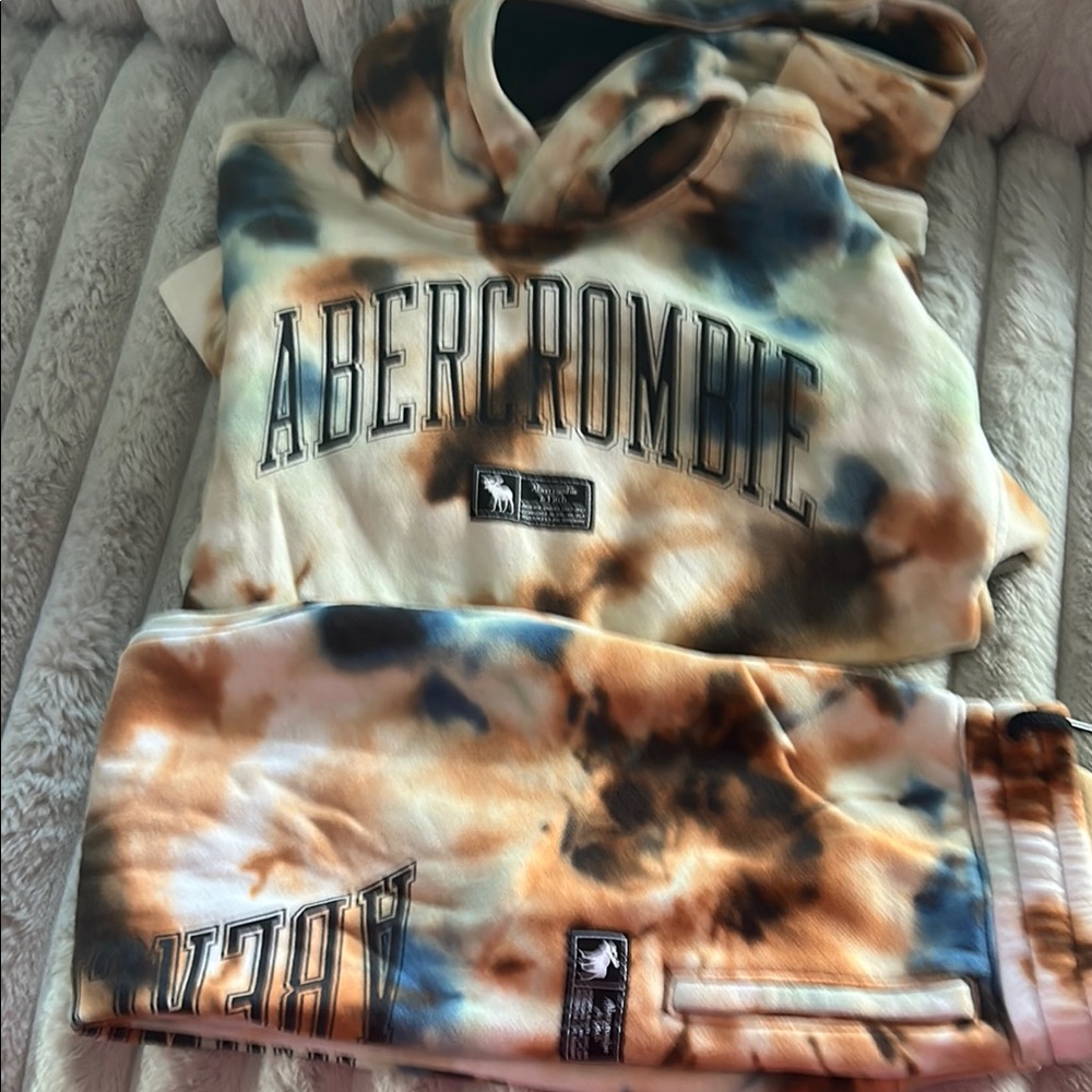 Abercrombie Kids Tie-Dye Hoodie and Joggers Set - Blue and Brown